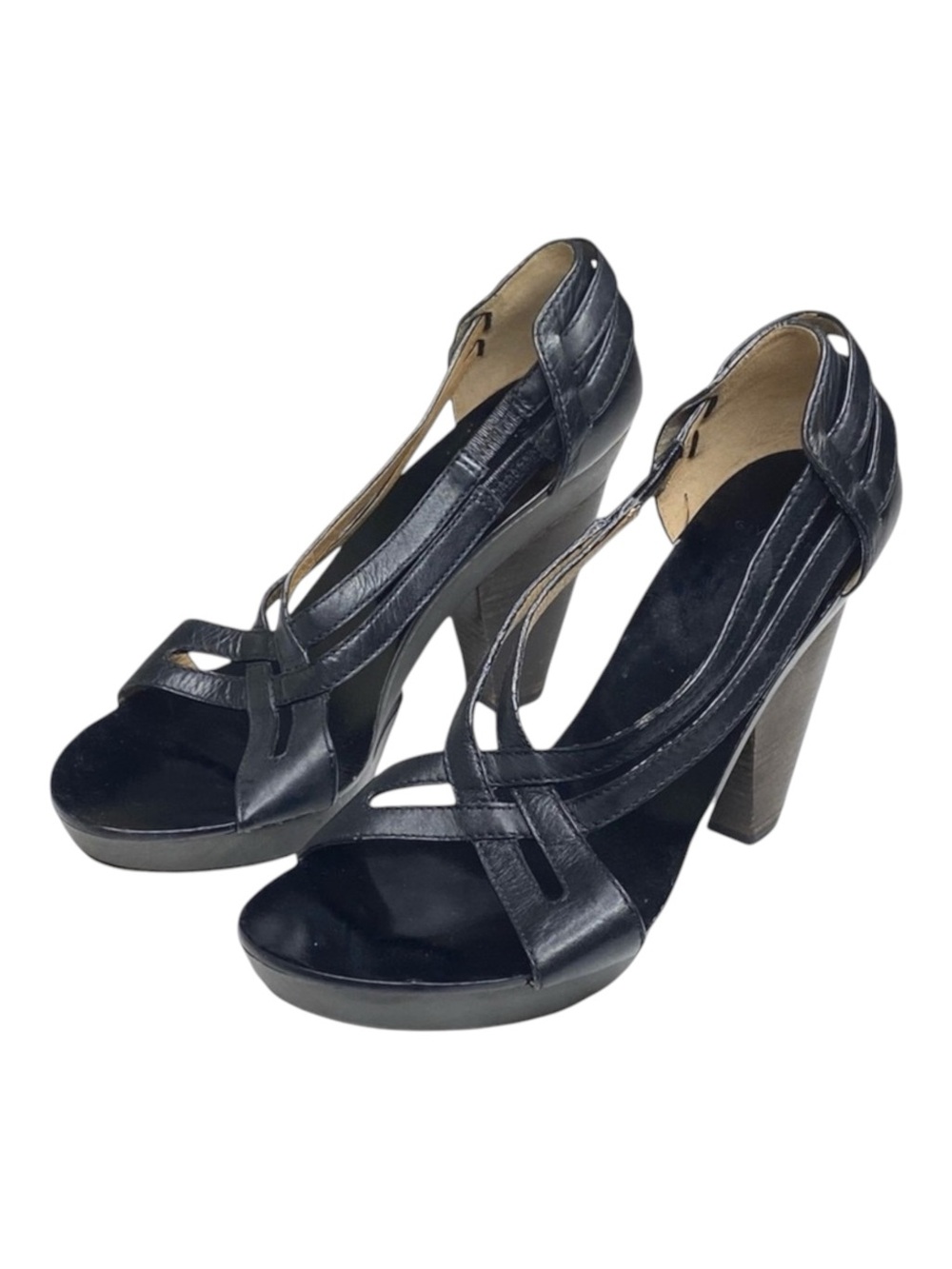 new Givenchy ༄ Cross Strap Wood Platform Sandals ༄ Black Leather ༄ 38.5 EU 8M ༄ - Picture 7 of 16